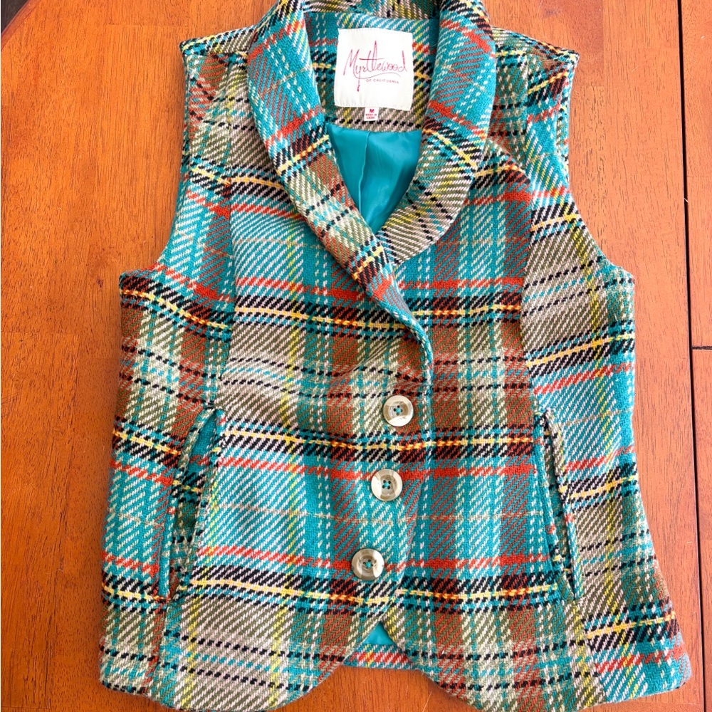 Vintage Myrtlewood Plaid Button Vest
